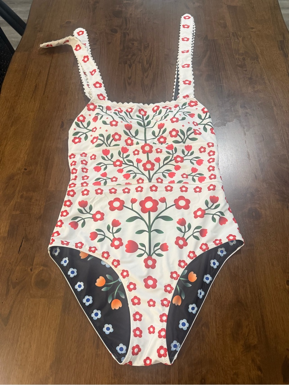 Jessie Zhao Day/Night Garden Reversible One-Piece Swimsuit with Tie Straps - Picture 9 of 14